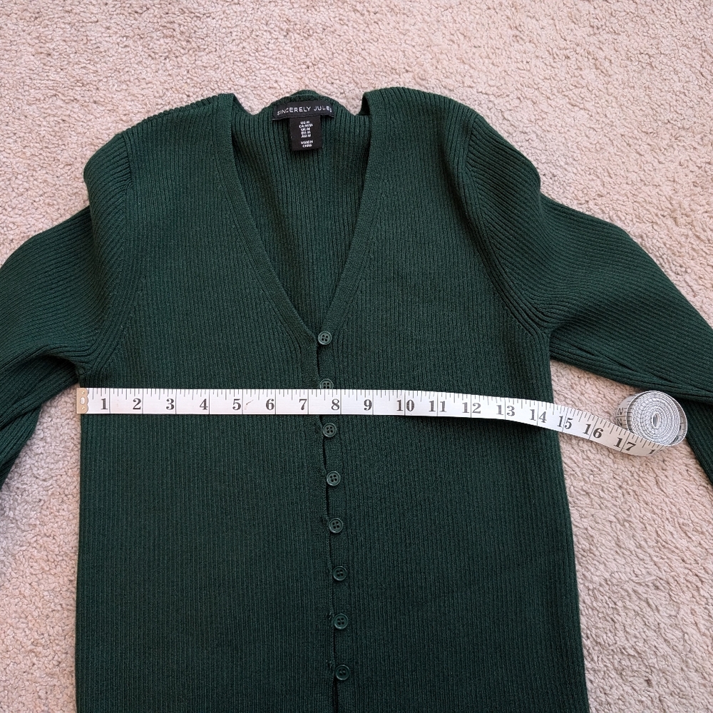 Sincerely Jules Women's Forest Green Cardigan Size M - Picture 8 of 9
